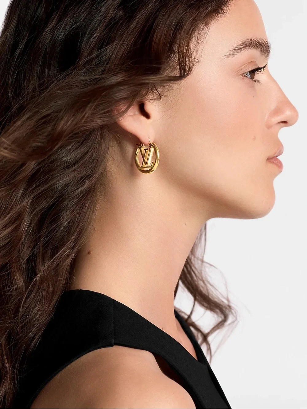 Louis Vuitton PM Earrings Circle Logo Hoop